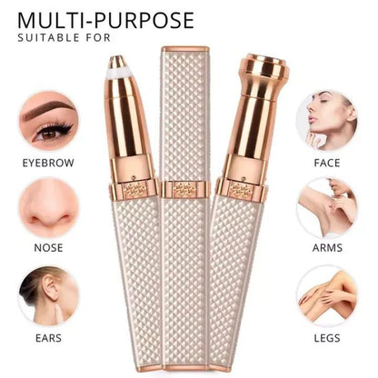 Updated Design 2-in-1 Flawless Eyebrow Trimmer | USB Rechargeable 2in1 Flawless Trimmer With Wire & Cleaning Brush | Eyebrow & Upper Lips Trimmer For Women (Rechargeable)